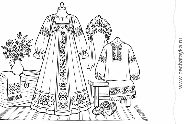 Раскраски: русские костюмы