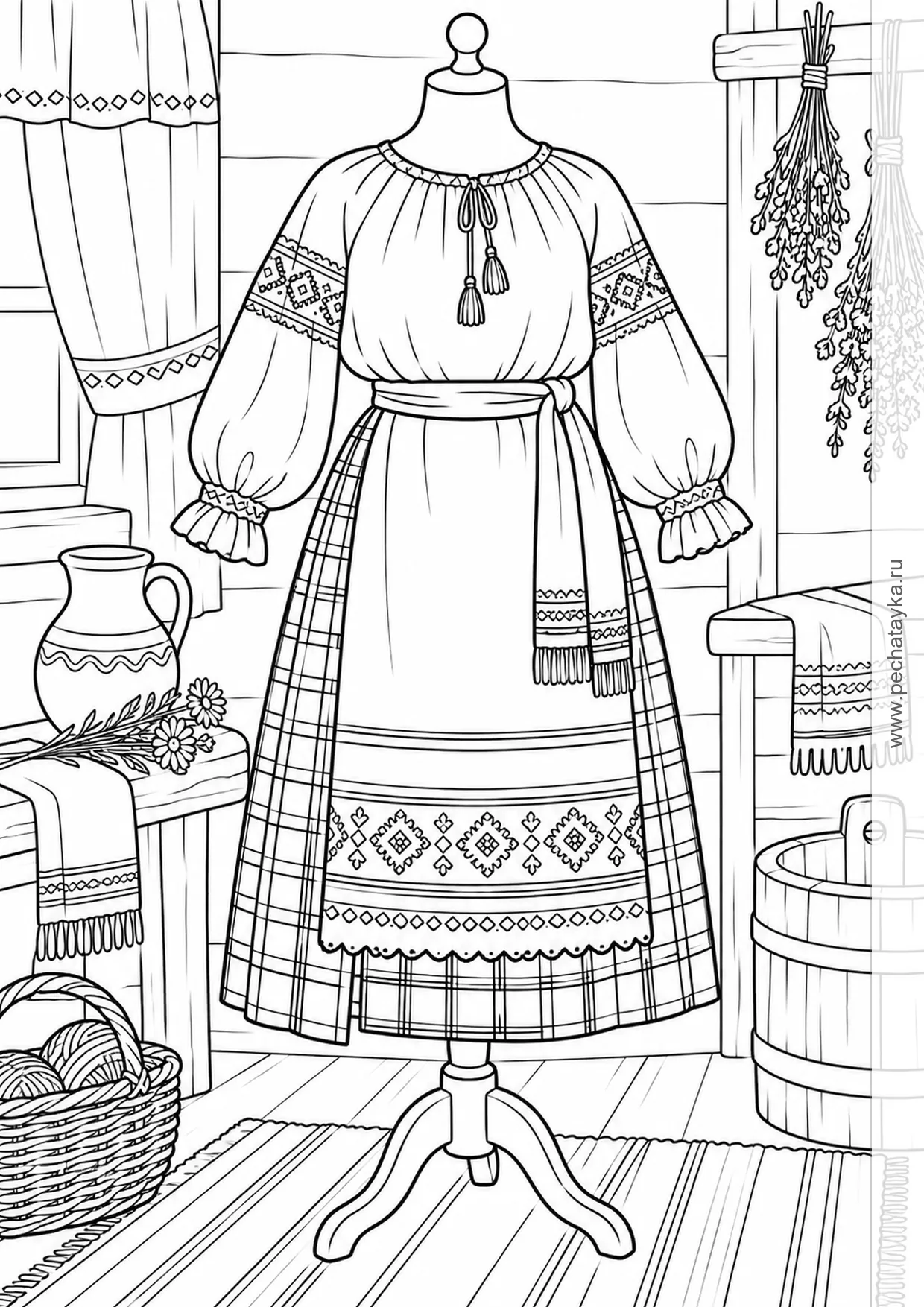 Раскраска понёва и передник