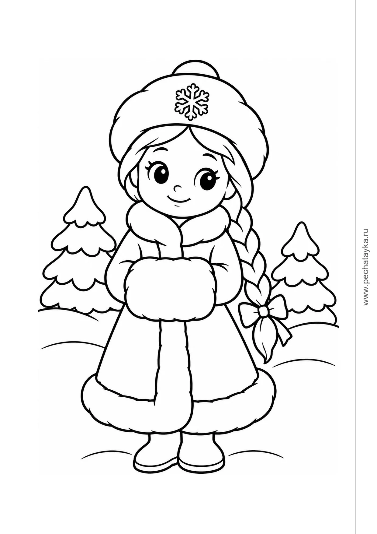 Раскраска снегурочка в тёплой муфте