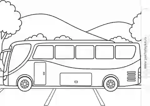 Раскраска туристический автобус на стоянке