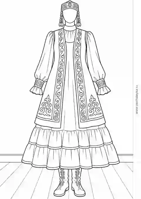 Раскраска якутский традиционный костюм