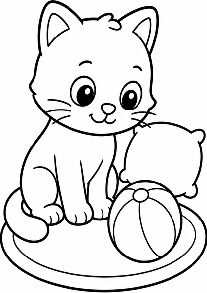 Кот с мячиком