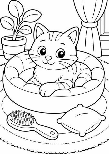 Кот в мягкой лежанке